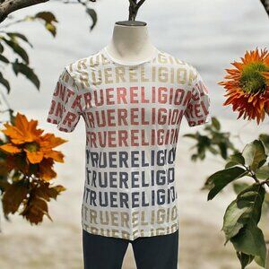 True Religion Graphic Logo T-Shirt M Casual Streetwear All-Over Graphic Trendy